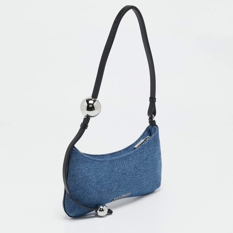 Pre Owned Jacquemus Blue Denim The Bisou Perle Shoulder Bag