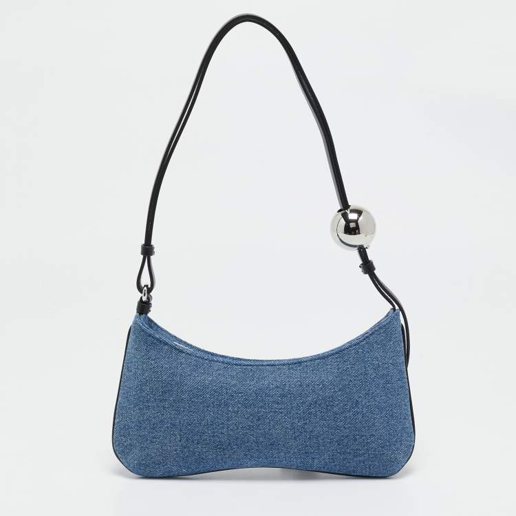 Pre Owned Jacquemus Blue Denim The Bisou Perle Shoulder Bag