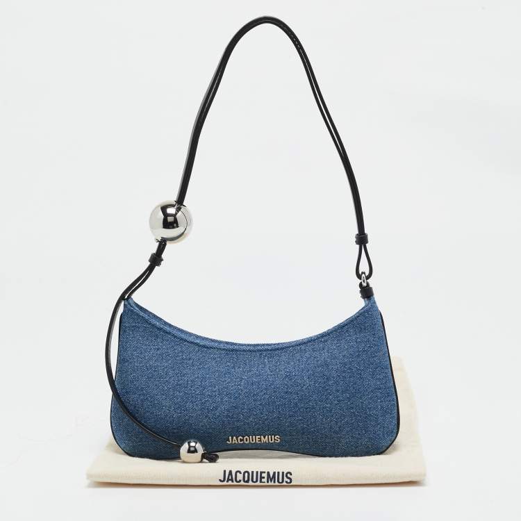 Pre Owned Jacquemus Blue Denim The Bisou Perle Shoulder Bag