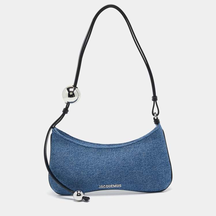 Pre Owned Jacquemus Blue Denim The Bisou Perle Shoulder Bag