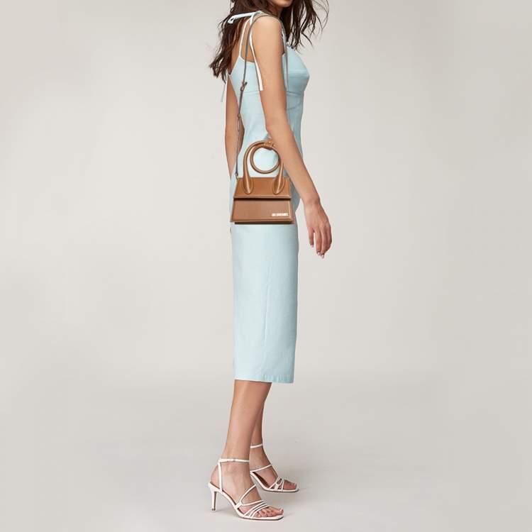Pre Owned Jacquemus Brown Leather Le Chiquito Noeud Top Handle Bag