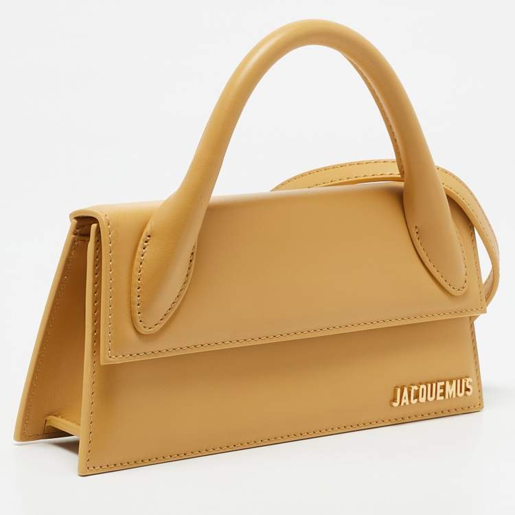 Pre Owned Jacquemus Mustard Leather Long Le Chiquito Top Handle Bag