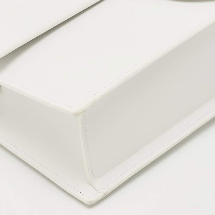 Pre Owned Jacquemus White Leather The Bambinou Top Handle Bag