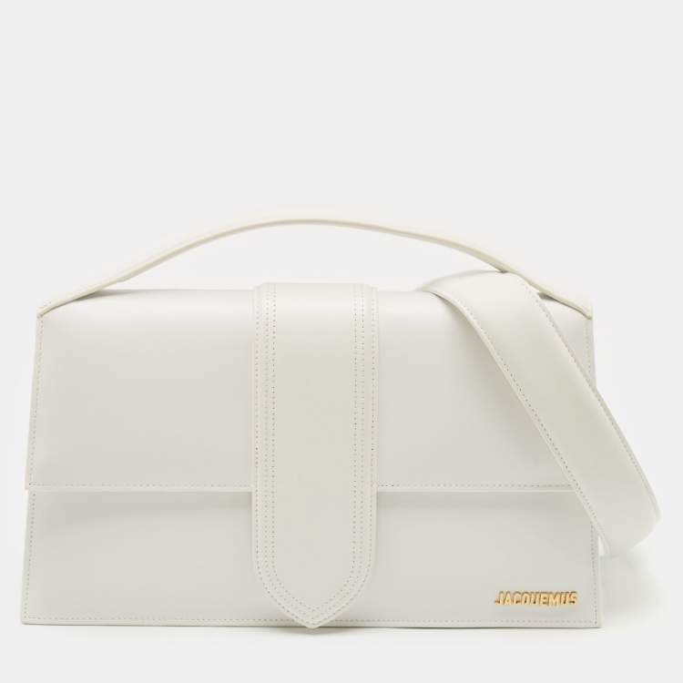 Pre Owned Jacquemus White Leather The Bambinou Top Handle Bag