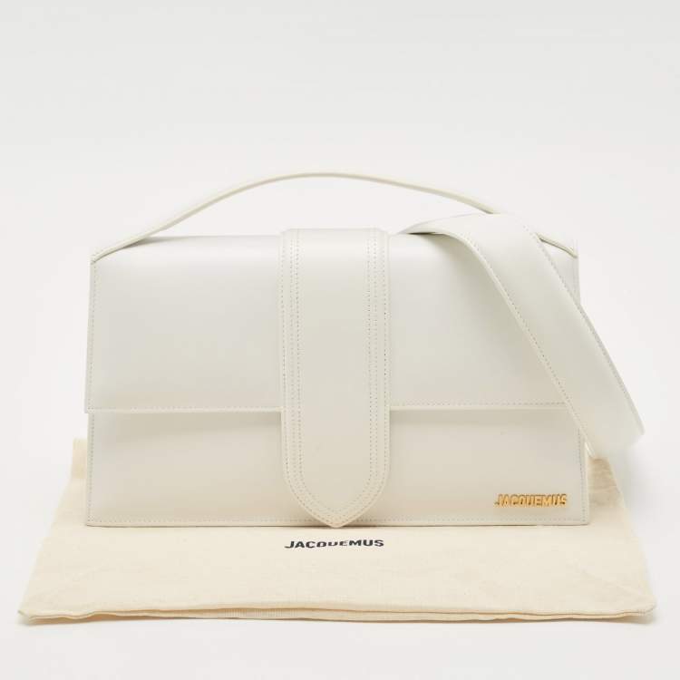 Pre Owned Jacquemus White Leather The Bambinou Top Handle Bag