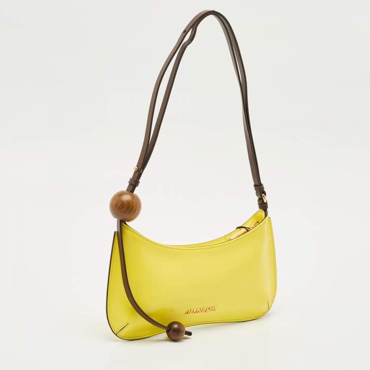 Pre Owned Jacquemus Yellow Leather Le Bisou Perle Shoulder Bag