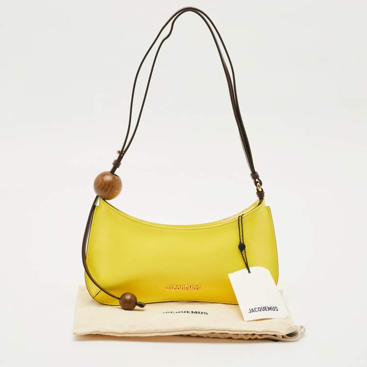 Pre Owned Jacquemus Yellow Leather Le Bisou Perle Shoulder Bag