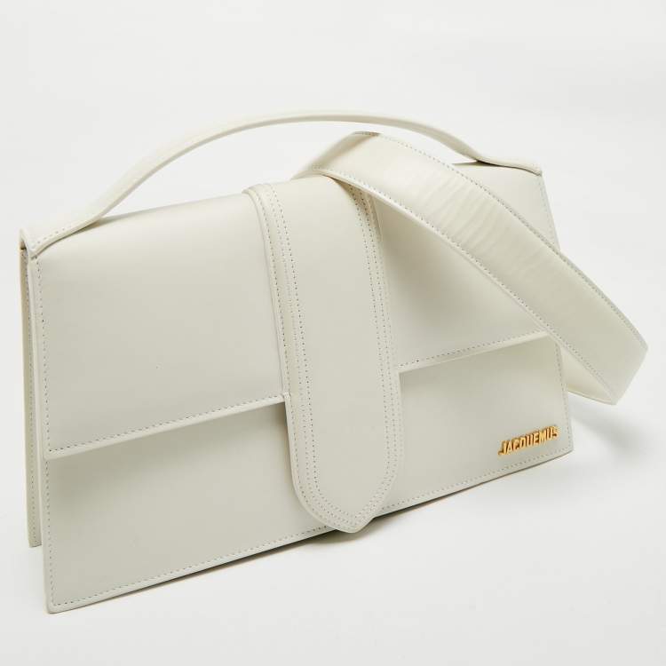 Pre Owned Jacquemus White Leather Le Bambinou Top Handle Bag