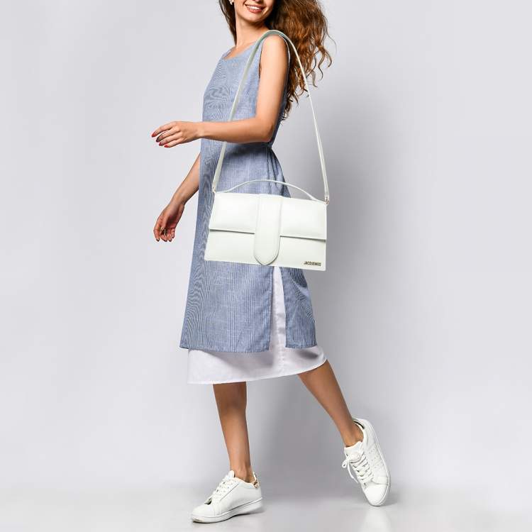 Pre Owned Jacquemus White Leather Le Bambinou Top Handle Bag
