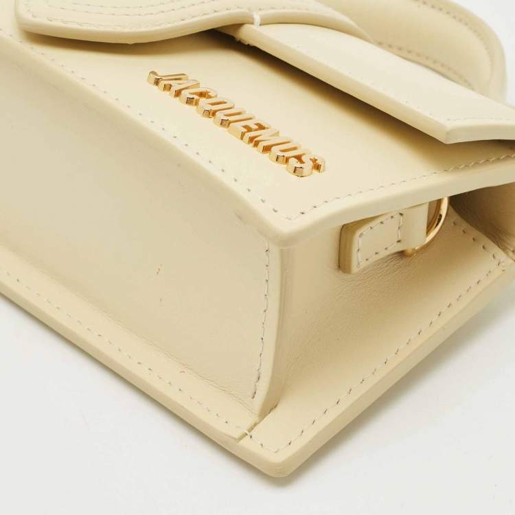 Pre Owned Jacquemus Ivory Leather Mini Le Bambino Top Handle Bag.