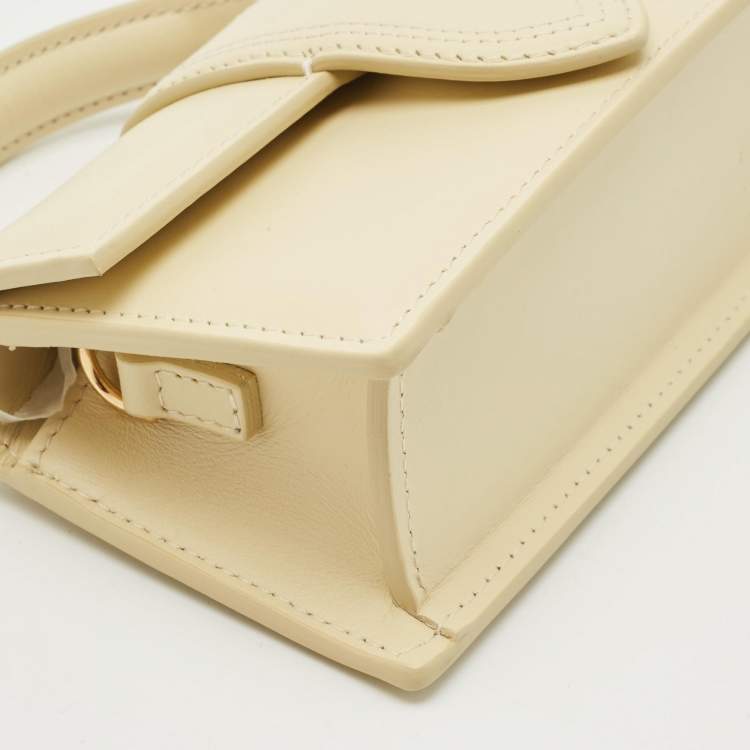 Pre Owned Jacquemus Ivory Leather Mini Le Bambino Top Handle Bag.