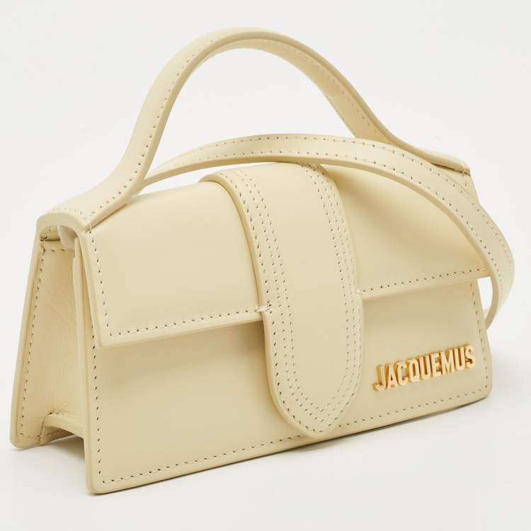 Pre Owned Jacquemus Ivory Leather Mini Le Bambino Top Handle Bag.
