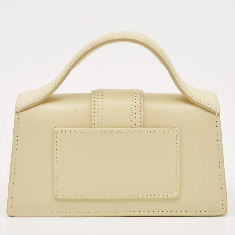 Pre Owned Jacquemus Ivory Leather Mini Le Bambino Top Handle Bag.