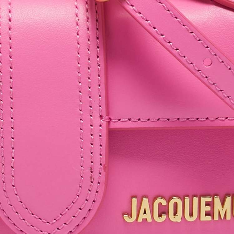 Pre Owned Jacquemus Neon Pink Leather Mini Le Bambino Top Handle Bag