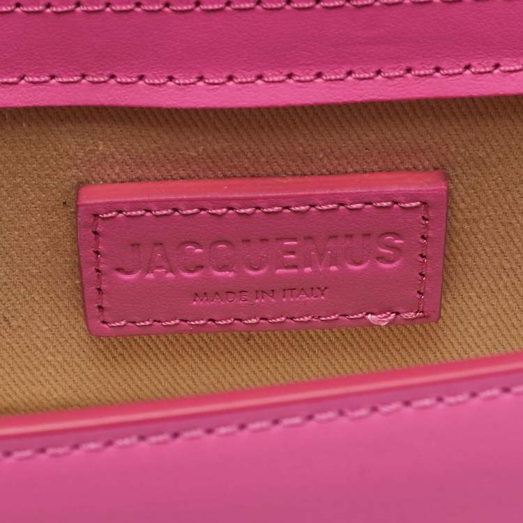 Pre Owned Jacquemus Neon Pink Leather Mini Le Bambino Top Handle Bag