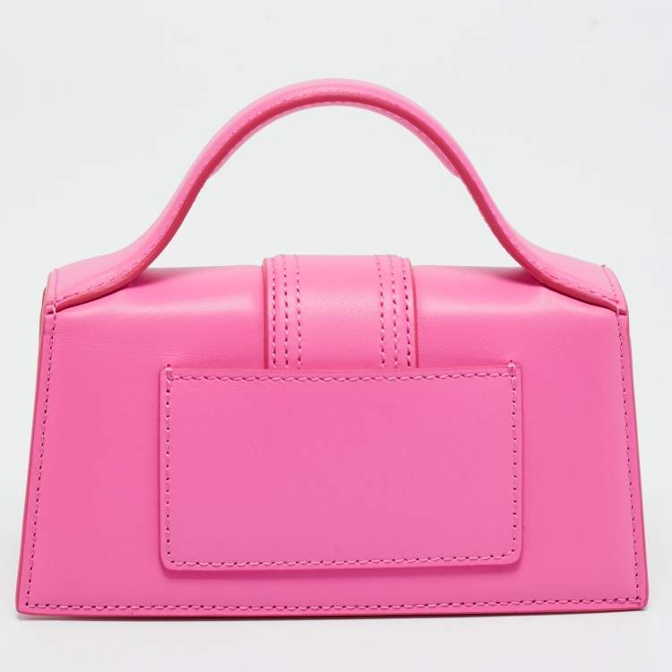 Pre Owned Jacquemus Neon Pink Leather Mini Le Bambino Top Handle Bag