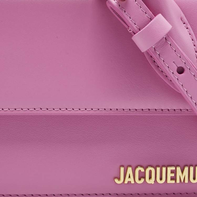 Pre Owned Jacquemus Neon Pink Leather Long Le Chiquito Top Handle Bag