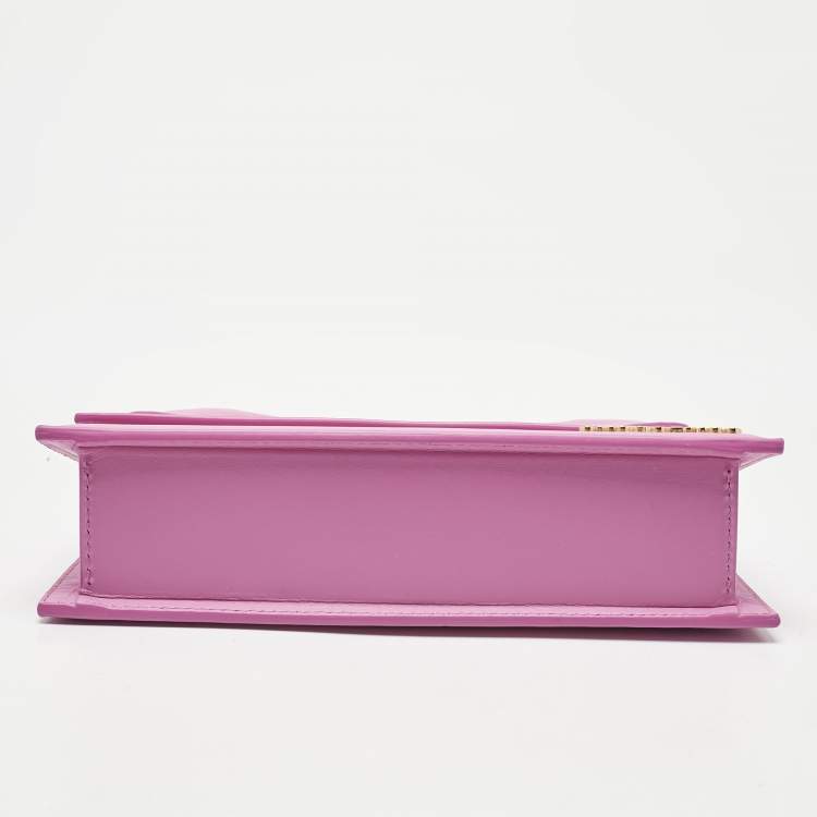 Pre Owned Jacquemus Neon Pink Leather Long Le Chiquito Top Handle Bag