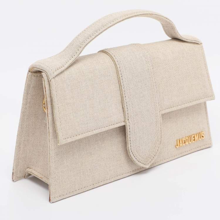 Pre Owned Jacquemus Beige Canvas Le Grand Bambino Top Handle Bag
