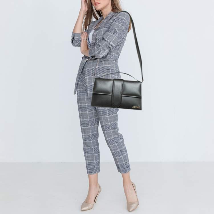 Pre Owned Jacquemus Black Leather Le Bambinou Top Handle Bag