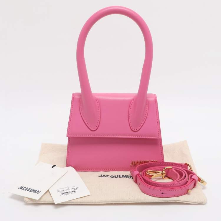 Pre Owned Jacquemus Le Chiquito Moyen Pink Leather Top Handle Bag