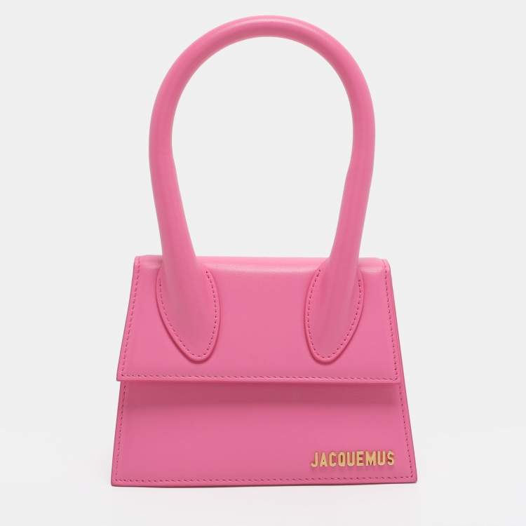 Pre Owned Jacquemus Le Chiquito Moyen Pink Leather Top Handle Bag