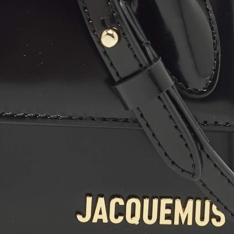 مملوكة مسبقًا Jacquemus Long Le Chiquito Boucle Black Glossy Leather Top Handle Bag