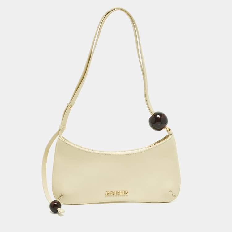 Pre Owned Jacquemus Le Bisou Perle Cream Leather Bag