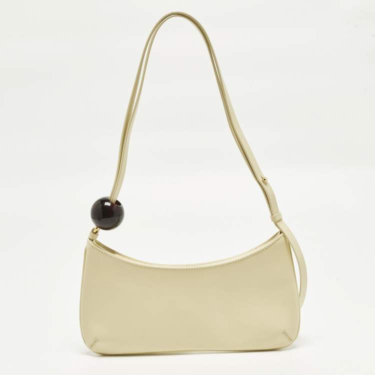Pre Owned Jacquemus Le Bisou Perle Cream Leather Bag