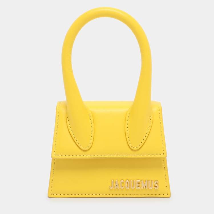 Pre Owned Jacquemus Le Chiquito Mini Yellow Leather Top Handle Bag