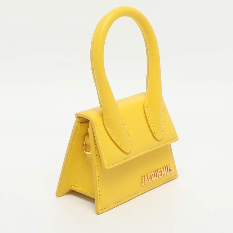 Pre Owned Jacquemus Le Chiquito Mini Yellow Leather Top Handle Bag