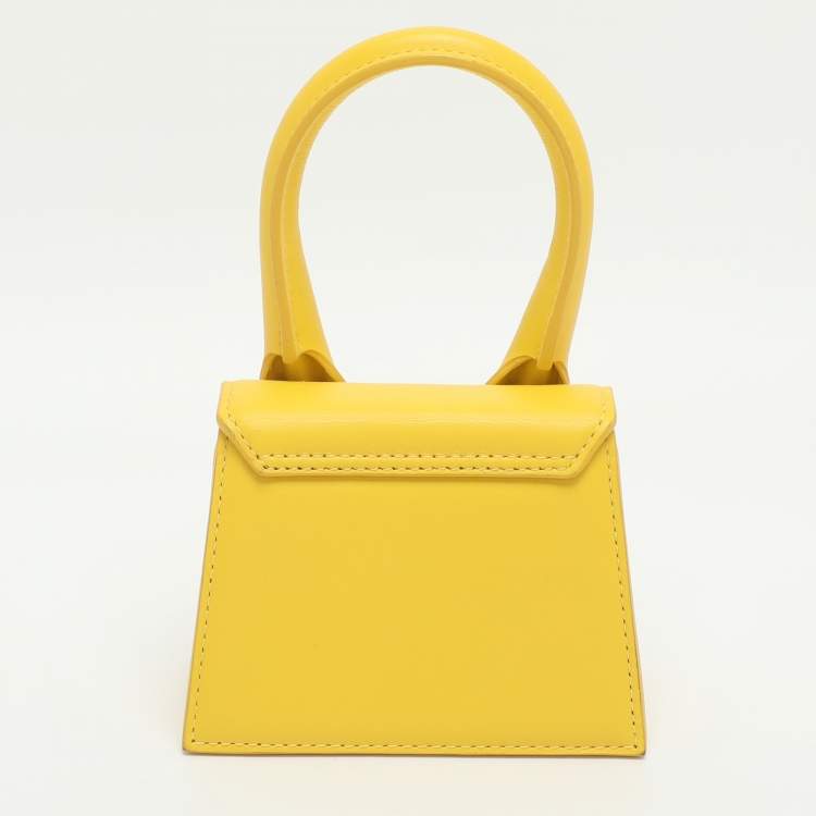 Pre Owned Jacquemus Le Chiquito Mini Yellow Leather Top Handle Bag