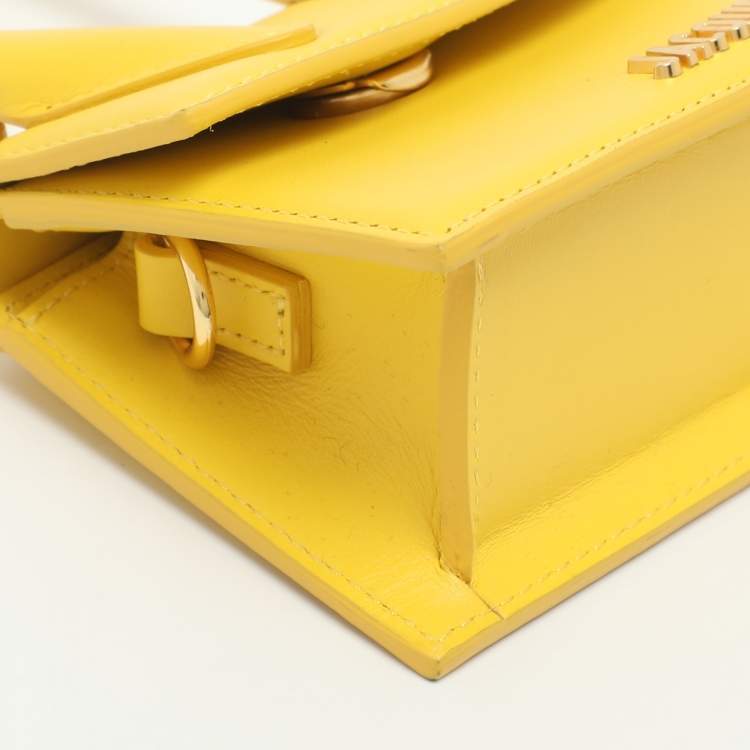 Pre Owned Jacquemus Le Chiquito Mini Yellow Leather Top Handle Bag