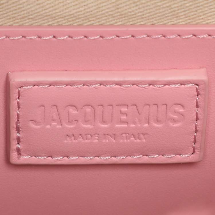Pre Owned Jacquemus Le Bambino Pink Leather and Shearling Fur Top Handle Bag