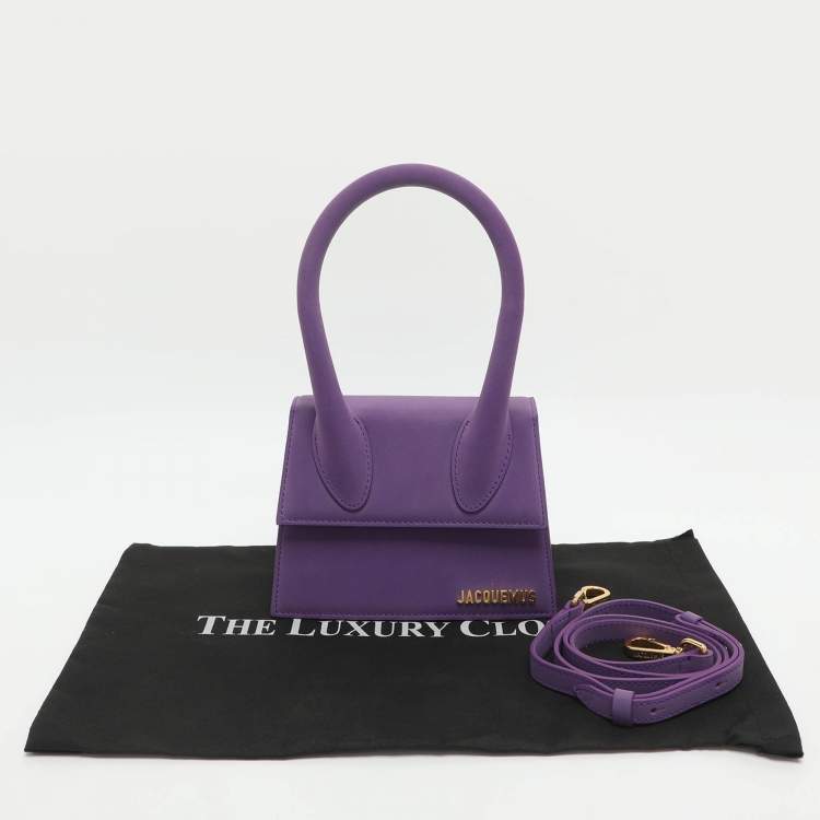 Pre Owned Jacquemus Le Chiquito Moyen Purple Leather Top Handle Bag