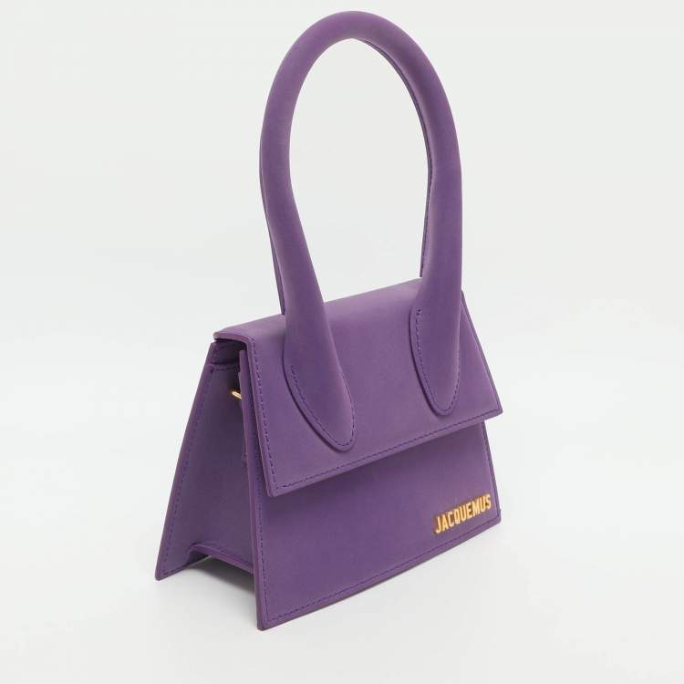 Pre Owned Jacquemus Le Chiquito Moyen Purple Leather Top Handle Bag