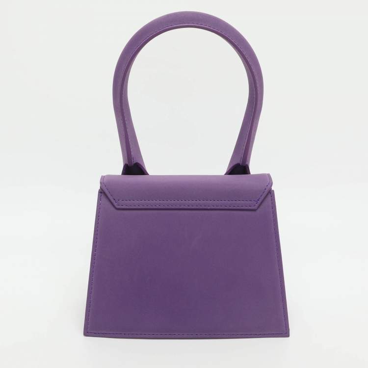 Pre Owned Jacquemus Le Chiquito Moyen Purple Leather Top Handle Bag