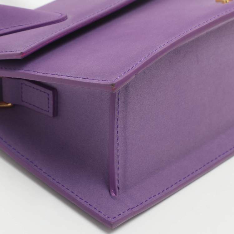 Pre Owned Jacquemus Le Chiquito Moyen Purple Leather Top Handle Bag