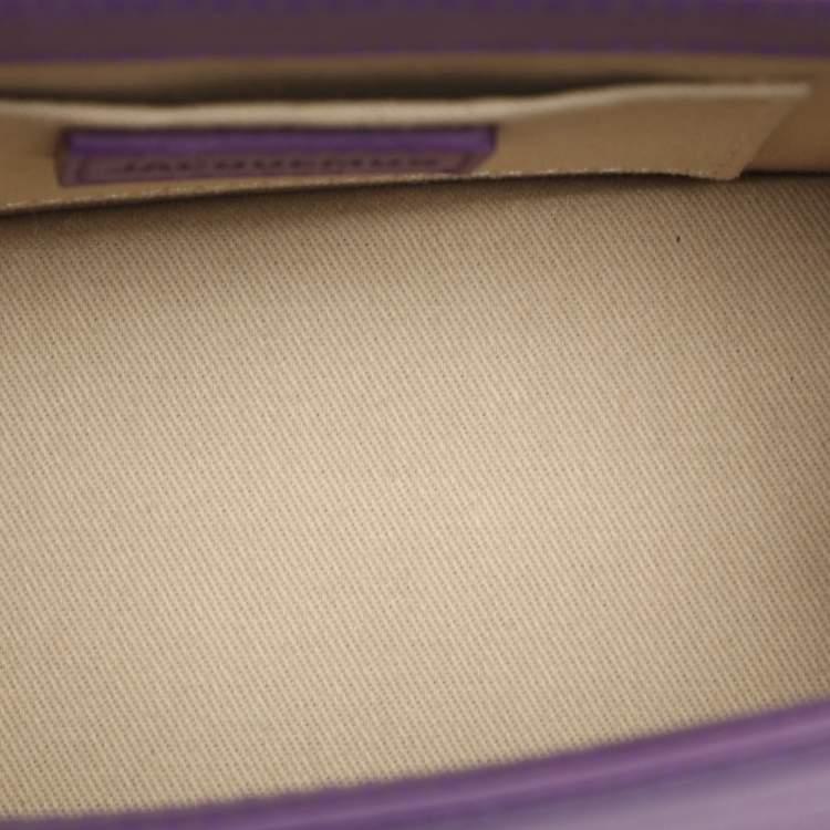 Pre Owned Jacquemus Le Chiquito Moyen Purple Leather Top Handle Bag