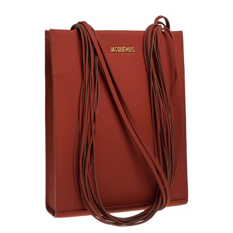 Pre Owned Jacquemus Giger Orange Matt Leather Le A4 Multi Strap Tote 