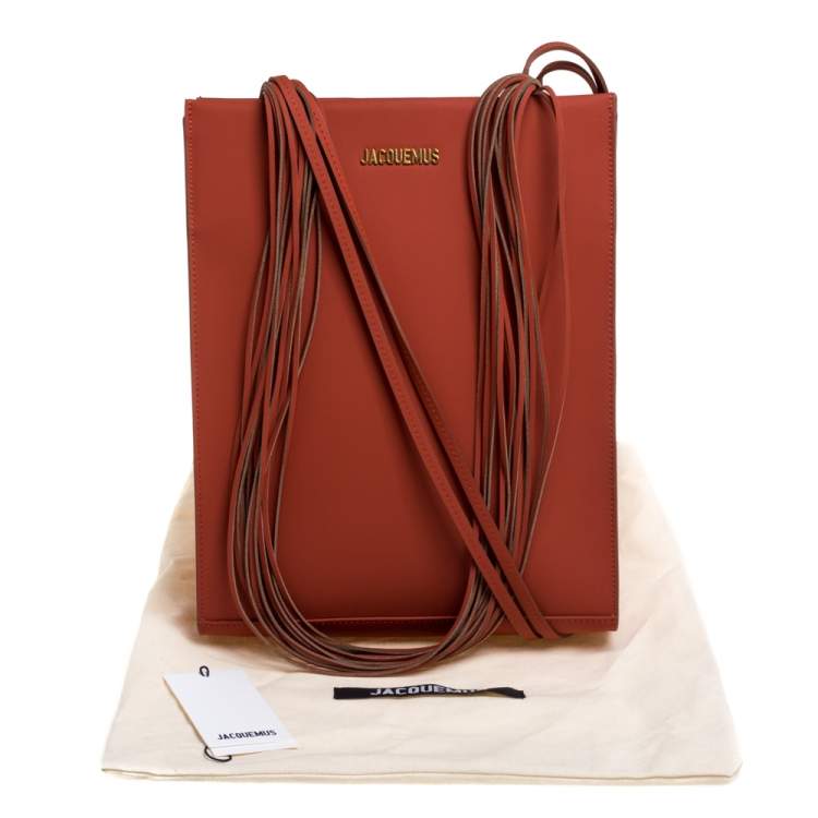 Pre Owned Jacquemus Giger Orange Matt Leather Le A4 Multi Strap Tote 