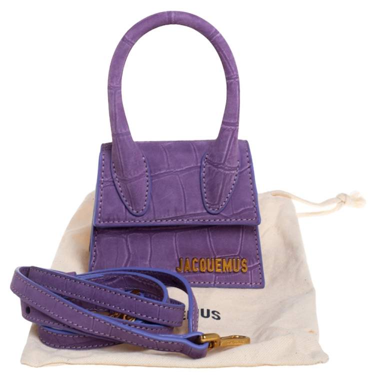 Pre Owned Jacquemus Purple Leather Le Chiquito Mini Satchel