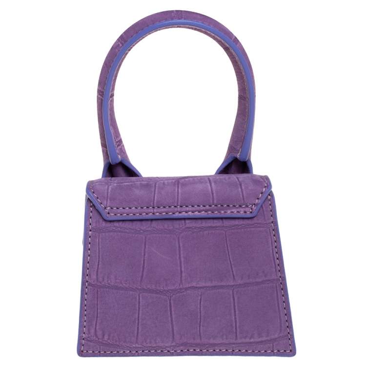 Pre Owned Jacquemus Purple Leather Le Chiquito Mini Satchel