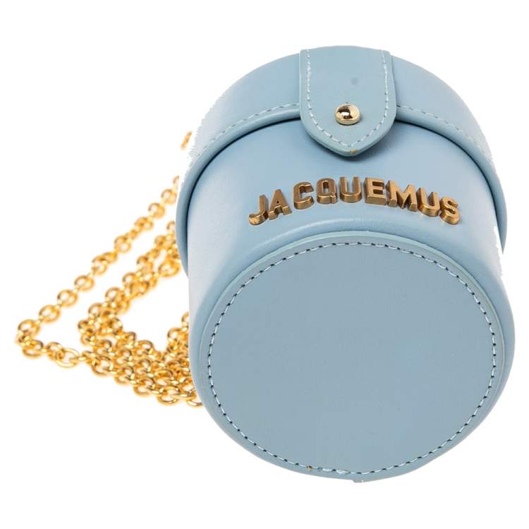 Pre Owned Jacquemus Blue Leather Mini Le Vanity Shoulder Bag