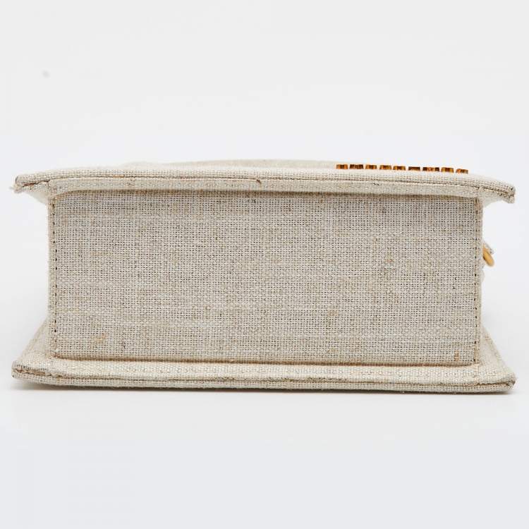 Pre Owned Jacquemus Off White Linen Canvas Le Chiquito Top Handle Bag