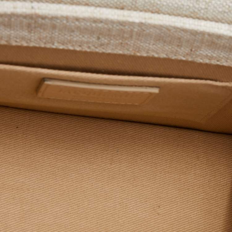 Pre Owned Jacquemus Off White Linen Canvas Le Chiquito Top Handle Bag