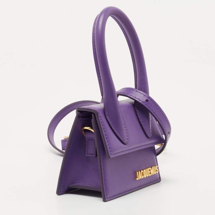 Pre Owned Jacquemus Purple Leather Mini Le Chiquito Bag