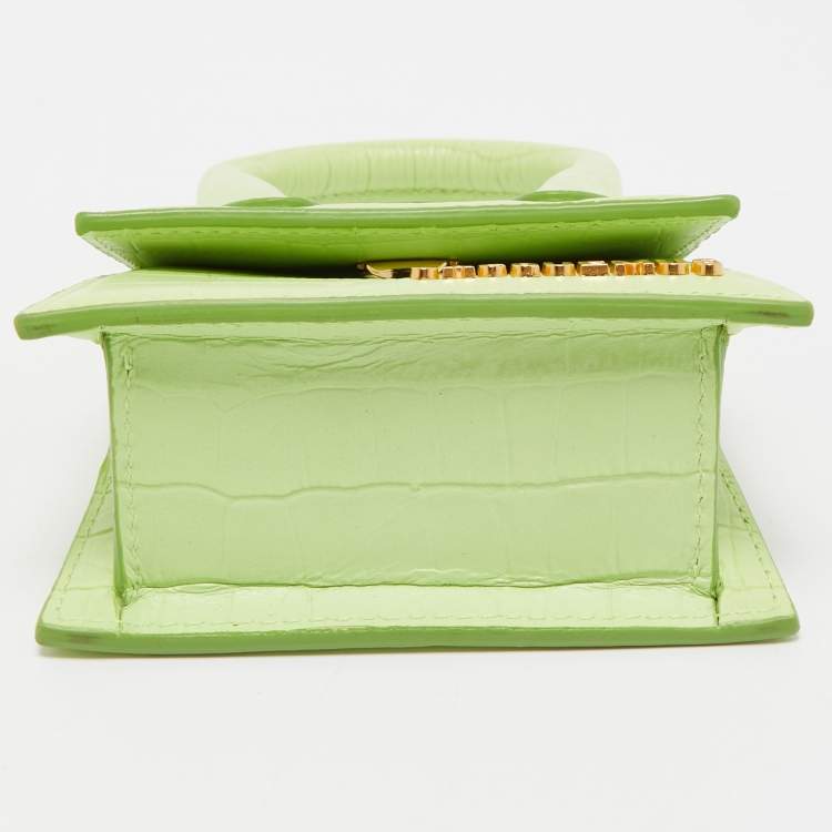 Pre Owned Jacquemus Green Croc Embossed Leather Le Chiquito Mini Bag