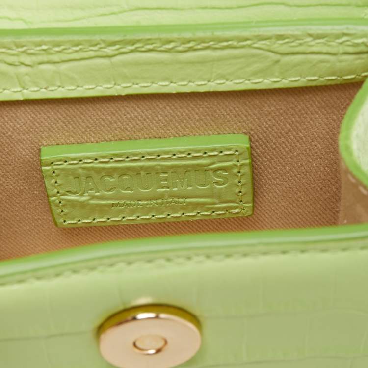 Pre Owned Jacquemus Green Croc Embossed Leather Le Chiquito Mini Bag