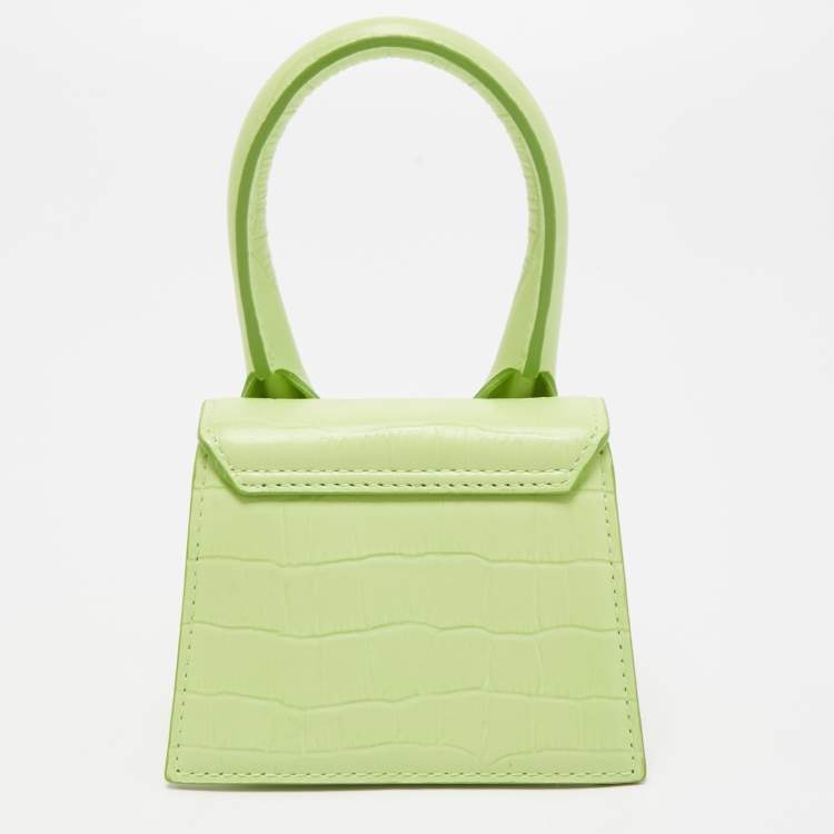 Pre Owned Jacquemus Green Croc Embossed Leather Le Chiquito Mini Bag